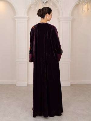PLUM VELVET ABAYA