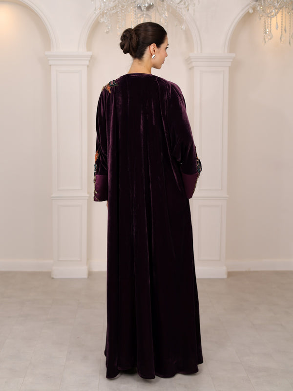 PLUM VELVET ABAYA