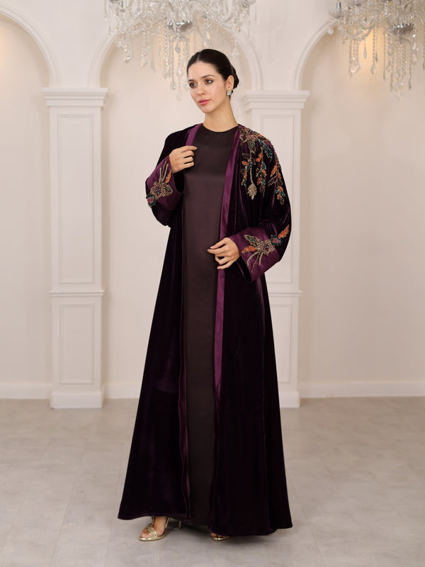 PLUM VELVET ABAYA