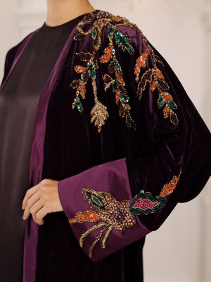 PLUM VELVET ABAYA