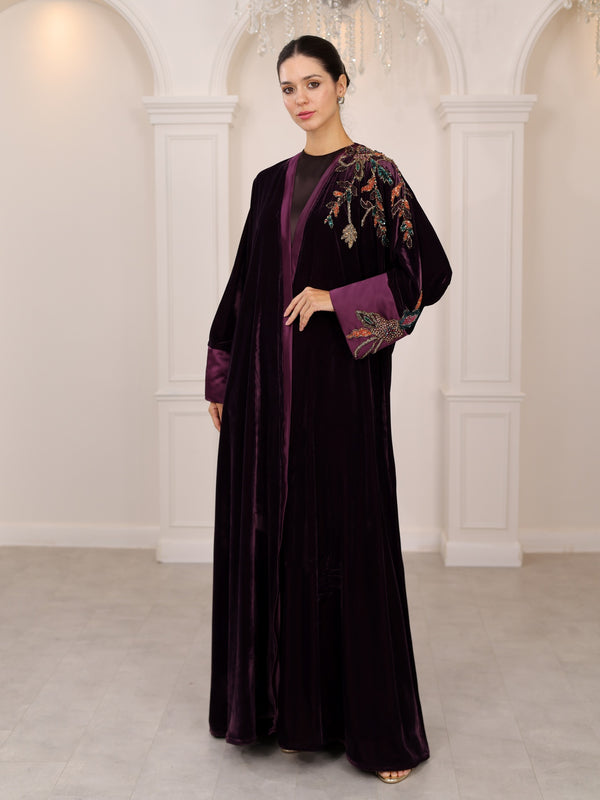 PLUM VELVET ABAYA