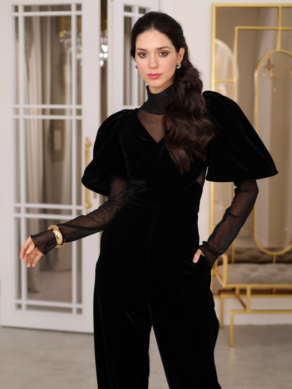 BLACK VELVET JUMPSUIT
