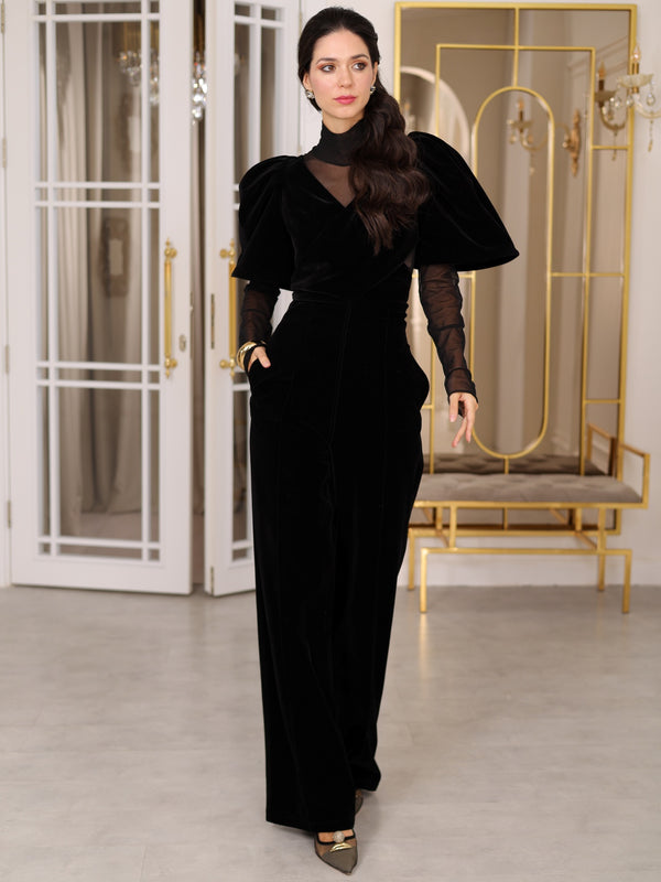 BLACK VELVET JUMPSUIT