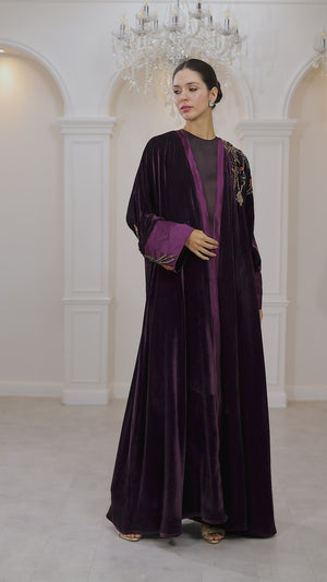 PLUM VELVET ABAYA